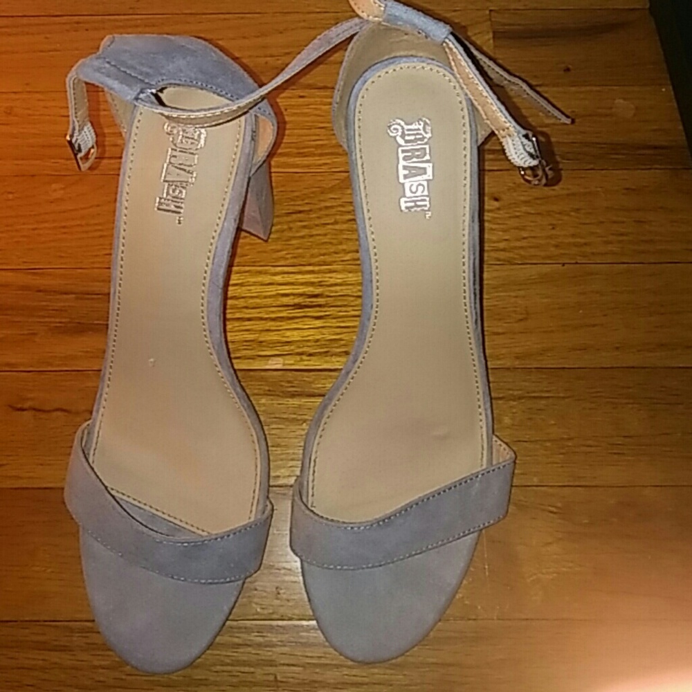 Brash light blue block heels